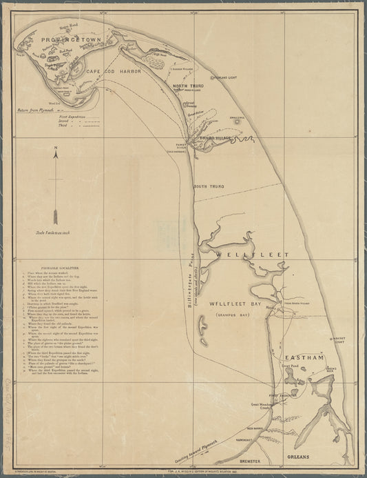 [Map of eastern Cape Cod, Massachusetts]: for J.K. Wiggin's edition of Mourt's Relations, 1865