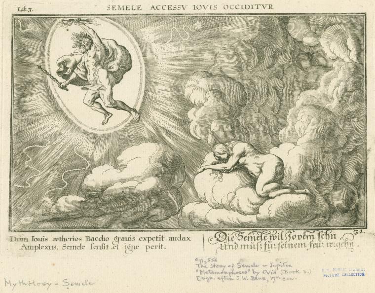 Semele accesu Iovis occiditur