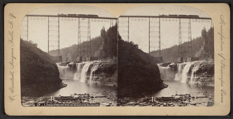 New Portage Bridge and Falls on the Line of the Erie Railway.