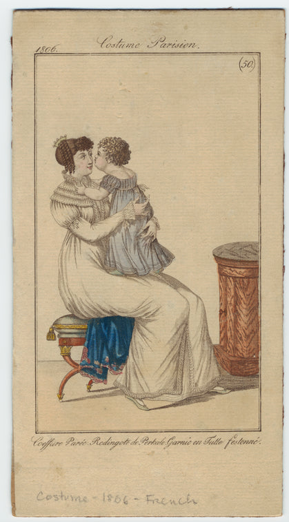 Coeffure Parée, Redingote de Perkale, Garníc en Tulle festonné