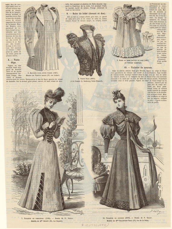 Matinée pour jeune femme ; Toilette de promenade ; Veste Olga ; Robe de bébé ; Toilette de courses