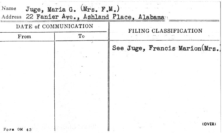 Juge, Maria G. (Mrs. F.M.)