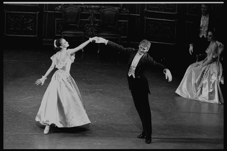 Suzanne Farrell and Sean Lavery in the New York City Ballet production of Balanchine's "Liebeslieder Walzer"