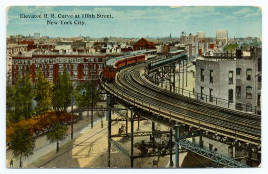 Elevated R. R. Curve at 110th Street, New York City