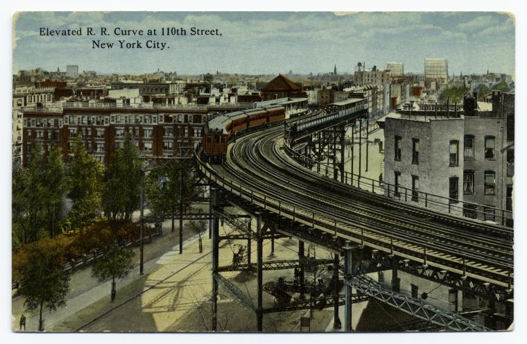 Elevated R. R. Curve at 110th Street, New York City