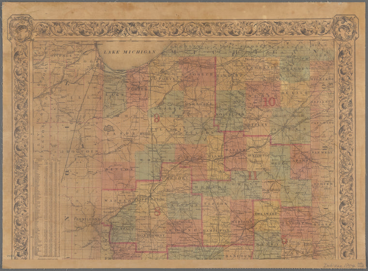 Colton's map of the state of Indiana : compiled from the United States surveys & other authentic sources, exhibiting sections, fractional sections, railroads, canals &c.