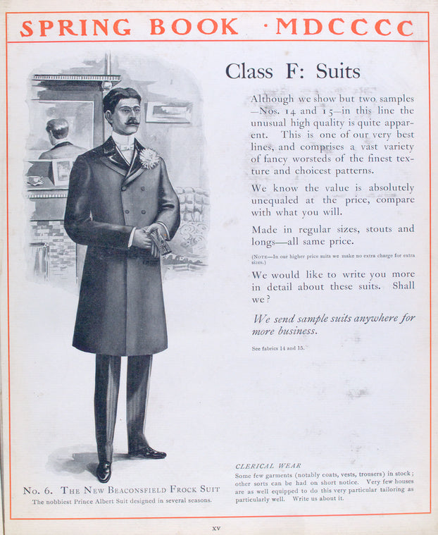 Class F: suits; No. 6. The new Beaconsfield frock suit.
