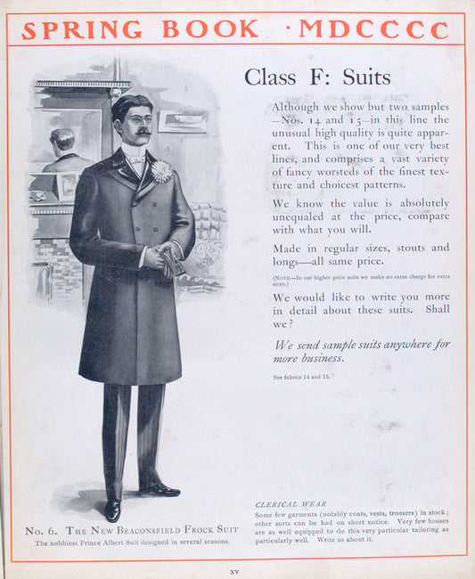 Class F: suits; No. 6. The new Beaconsfield frock suit.