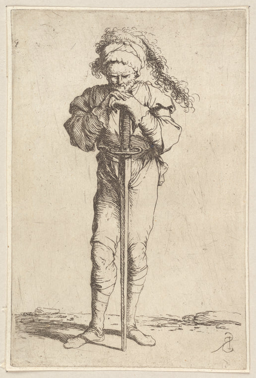 Soldier Holding a Long Sword with Both Hands