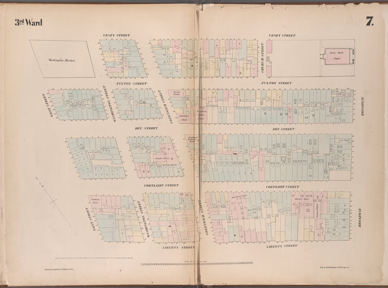 Map bounded by Vesey Street, Broadway, Liberty Street, West Street