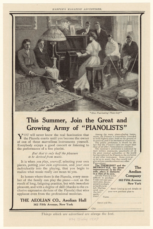 Advertisement for the Pianola.
