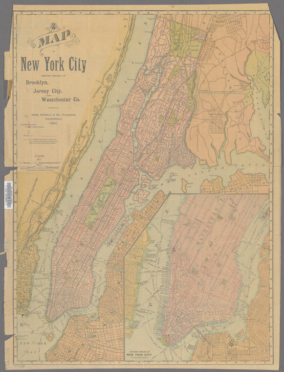 Map of New York City : showing portions of Brooklyn, Jersey City, and Westchester Co.