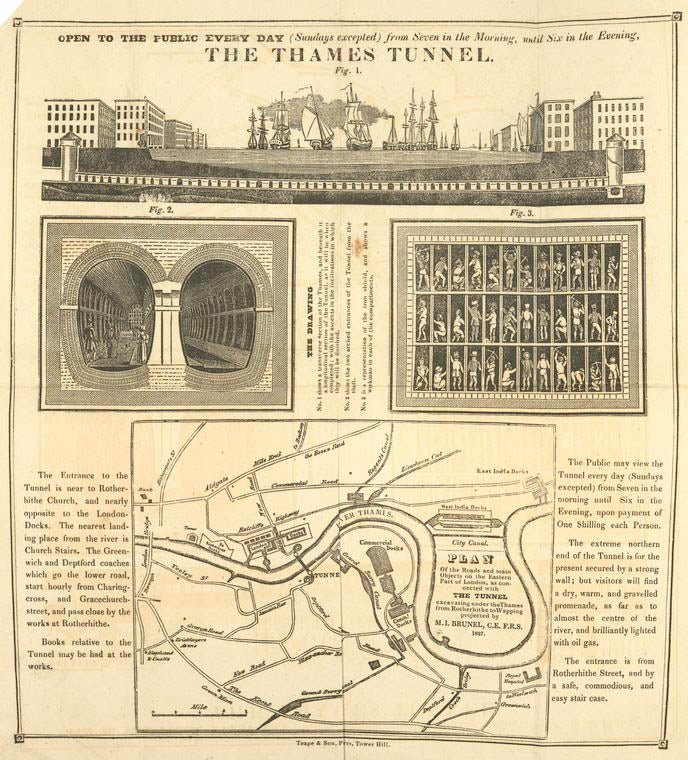 Open to the public every day (Sundays excepted) from seven in the morning, until six in the evening, the Thames Tunnel
