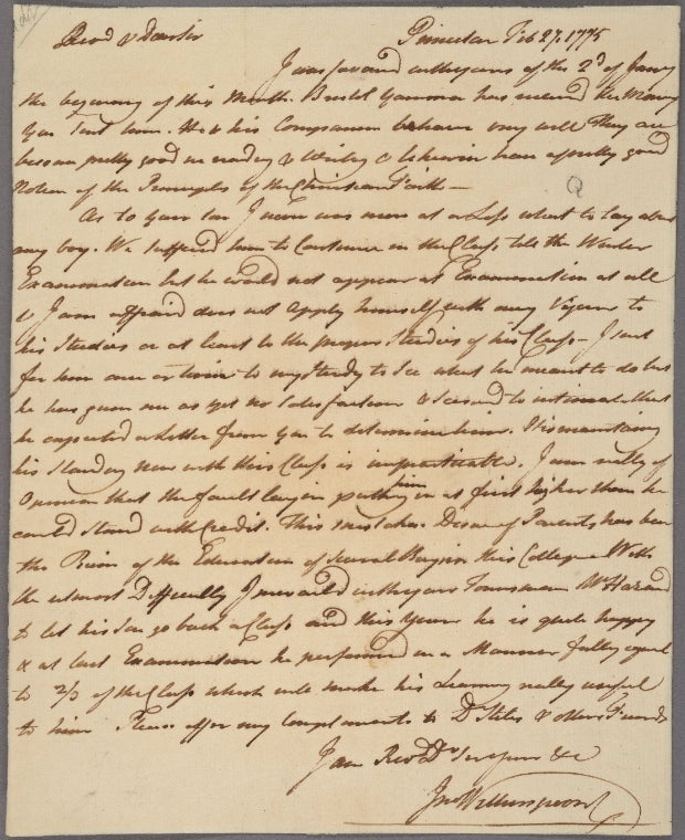 Letter to Samuel Hopkins, Newport, R. I