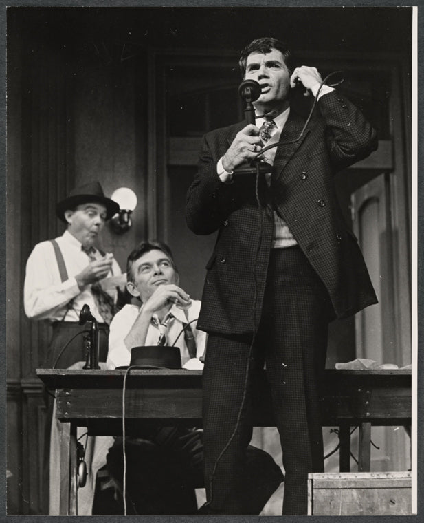John Beal [left] and unidentified others in the 1968 stage production of The Front Page