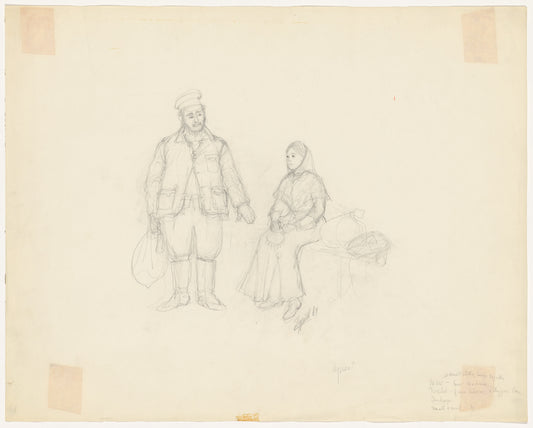 Costume design drawing, possibly Tevye and Golde