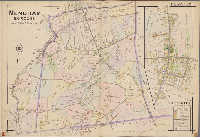 Morris County, Double Page Plate No. 25 [Map of Mendham Borough]