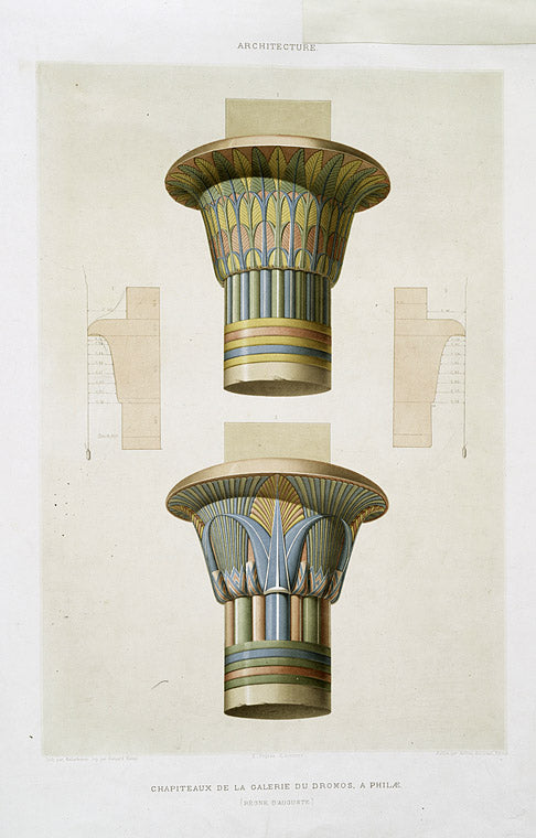 Architecture : chapiteaux de la galerie dromos, à Philæ (règne d'Auguste)