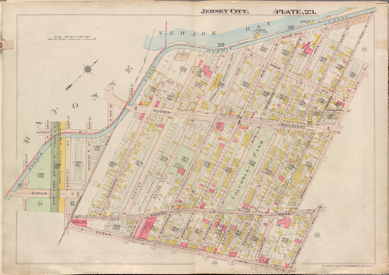 Jersey City, V. 1, Double Page Plate No. 23 [Map bounded by Newark Bay, Greenville Ave., Linden Ave., Ocean Ave., W. 58th St.]