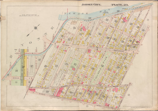Jersey City, V. 1, Double Page Plate No. 23 [Map bounded by Newark Bay, Greenville Ave., Linden Ave., Ocean Ave., W. 58th St.]