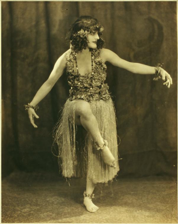 Dancers in hula costumes.