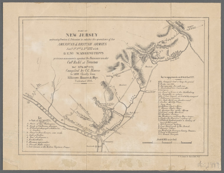Part of New Jersey : embracing Trenton & Princeton to exhibit the operations of the American & British Armies, Jany. 1st, 2nd, & 3rd, 1777 with Genl. Washington's previous movements against the Hessians under Coll. Rahl at Trenton, Decr. 25th & 26th 1776