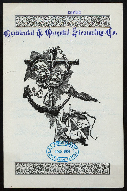 DINNER [held by] OCCIDENTAL & ORIENTAL STEAMSHIP COMPANY [at] S.S. COPTIC (SS;)