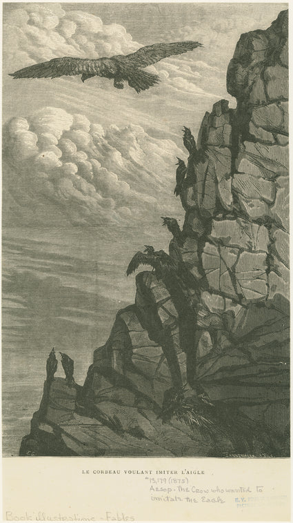 Le corbeau voulant imiter l'aigle.