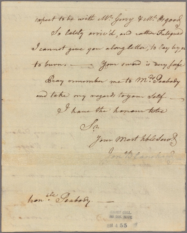 Letter to [N.] Peabody