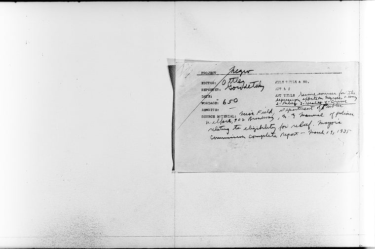 “Secure Sources for the Depression of Facts on Negroes”