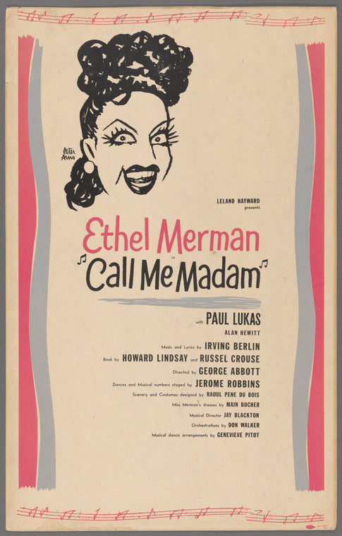 Poster for the stage production Call Me Madam at the Imperial Theatre
