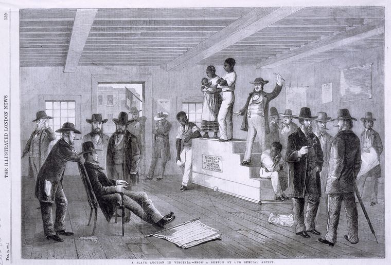 A slave auction in Virginia.