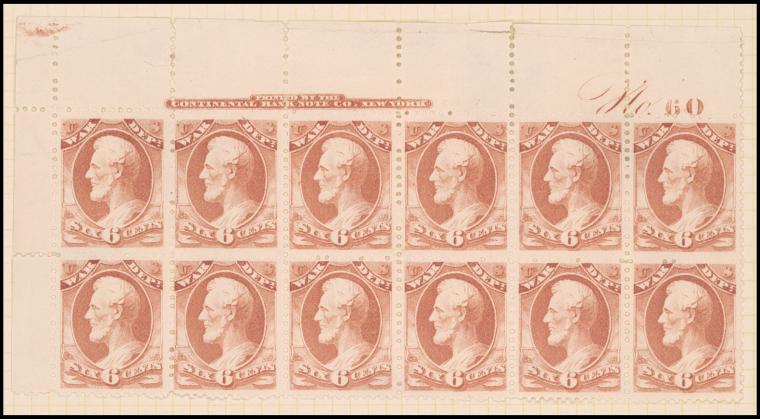 6c rose red Lincoln War department official block of twelve