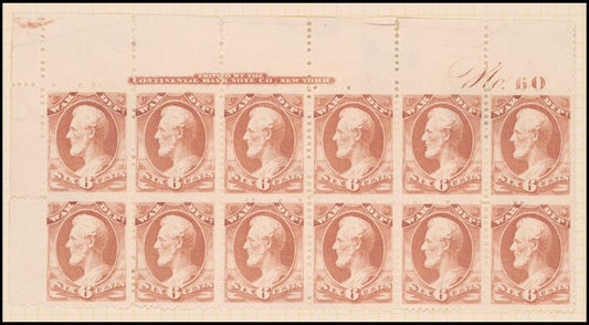 6c rose red Lincoln War department official block of twelve