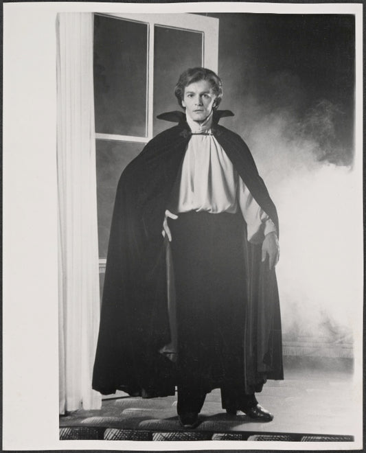 Jean LeClerc in the 1977-80 Broadway revival of Dracula, sets by Edward Gorey