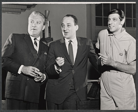 Joe Layton [right] and unidentified others in rehearsal for the stage production Drat the Cat!