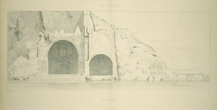 Tak-i Bostan. Élevation générale. (Planche double.)