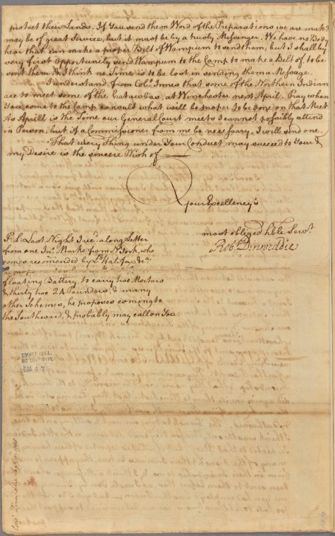 Letter to Gov. Horatio Sharpe