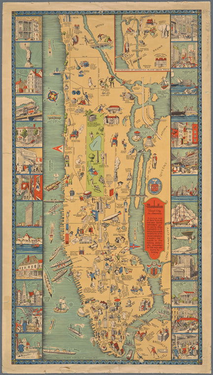 Manhattan, first city in America: a picture map of New York old and new