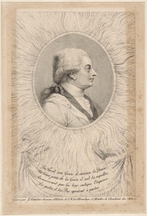 Du feu de son génie il anima la danse:... Gravé par J. Saunders. Graveur d'histoire de L. M. I. à l'Hermitage...