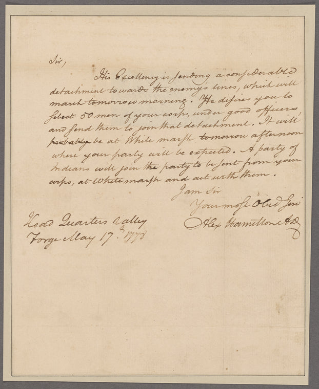 Hamilton, Alexander. Valley Forge. To Morgan