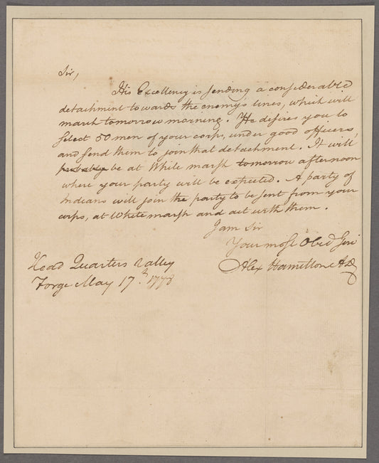 Hamilton, Alexander. Valley Forge. To Morgan