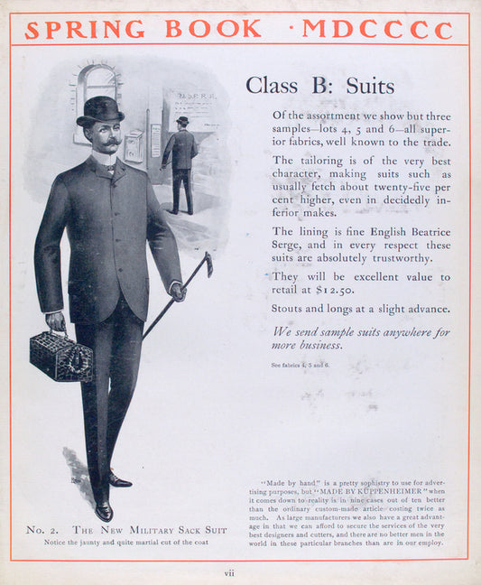 Class B: suits; No. 2. The new Military sack suit.
