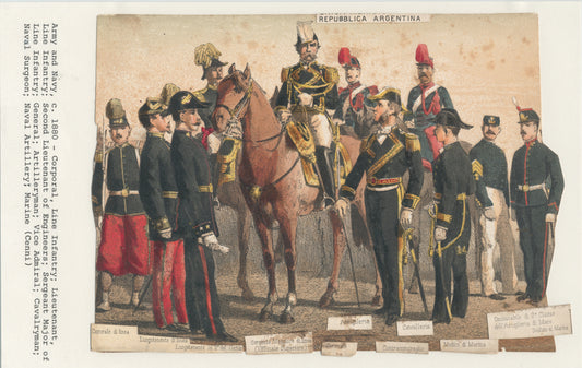 Caporale di linea ; Luogotenete di linea ; Luogotenente in 2° del genio ; Sergente maggiore di linea (ufficiale superiore) ; Artiglieria ; Generale ; Contramiraglio ; Cavalleria Medico di Marina ; Contesabile di 2 ° classe dell'Artiglieria di mare