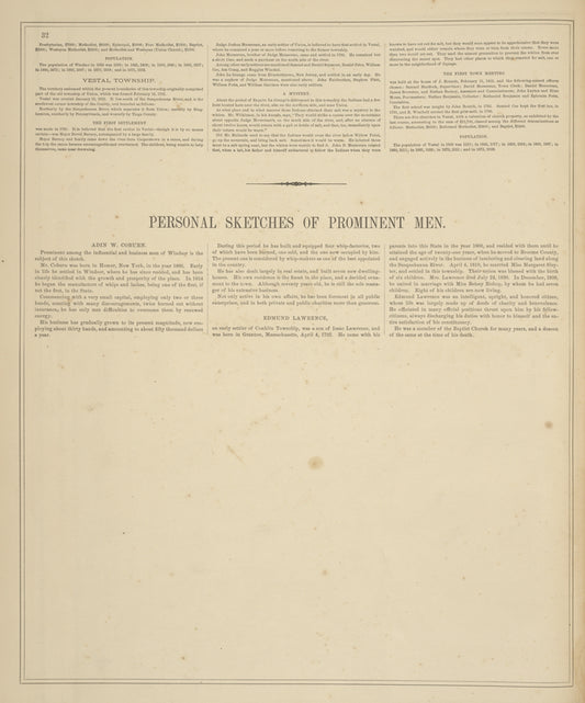 History of the Villages and Townships of Broome County. [cont.] ; Personal Sketches of Prominent Men.