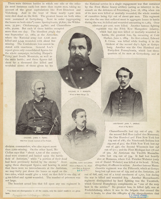 Portraits of military personnel killed during the Civil War