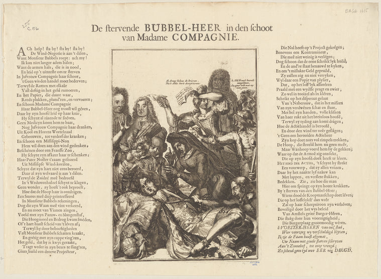 De stervende Bubbel-Heer in den schoot van Madame Compagnie