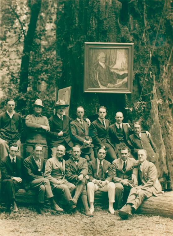 Ted Shawn, with Club members, at the Bohemian Grove.