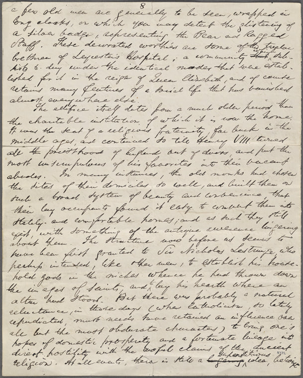 Journal leaf, about Warwick (7-8), used in Our Old Home. [n.d.]