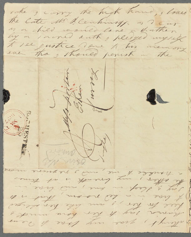 Olivia Etherington to Jane Porter, autograph letter signed